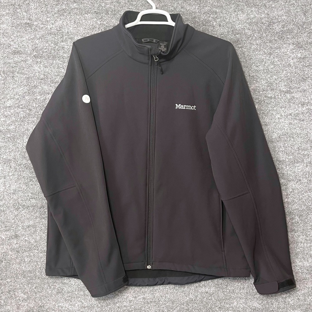 Marmot Mens XXL Black Softshell‎ Full Zip Jacket Mock Neck Stretch Outdoor 5937
